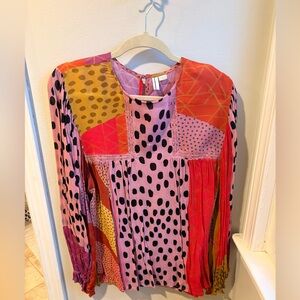Anthropologie Colorful Polka Dot Women's Top size L